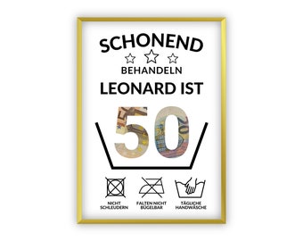 Geldgeschenk 50. Geburtstag I  Geburtstagsgeschenk fünfzig lustig | runder Geburtstag Geschenk personalisiert Geld I PDF Download