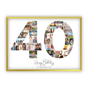 Collage du 40e anniversaire | A4, A3, A2 | Personnalisé | 41 images | Cadeau photo | Cadeau de dernière minute à imprimer soi-même | PDF