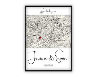 Wedding gift | Where it all began | Coordinates picture | Wedding day | Anniversary | Gift for couples | Valentine's Day | Engagement