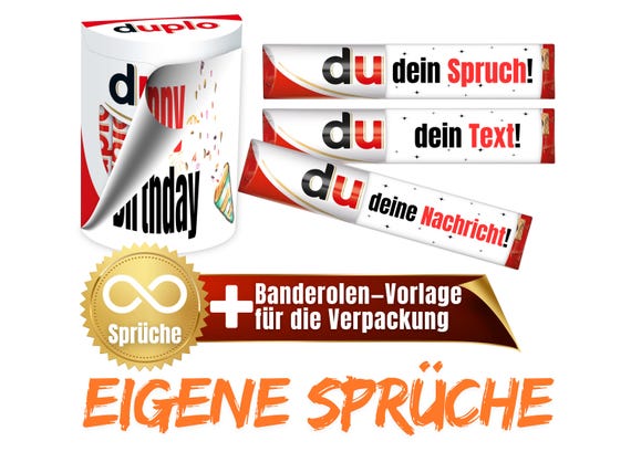 Banderolen passend für duplo® | Geschenk zum personalisieren | Sprüche zum selber machen | sofort online bearbeiten | Download | PDF
