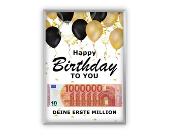 Money gift for a birthday | A4 | Give money away creatively | Your first million | Last minute gift to print yourself | PDF