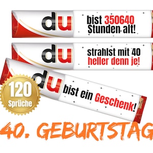 Banderolen passend für duplo® | Geschenk zum 40. Geburtstag Erwachsene | Sprüche | Last Minute | Geschenkidee | Meilenstein | Download | PDF