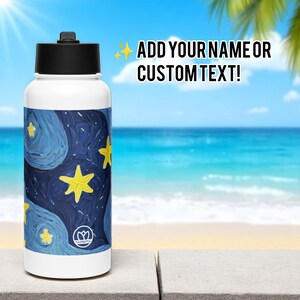 Custom water bottle | 950ml Stainless Steel Thermos with Straw | Custom Design Flask for Teens & Creatives | Gift for her
