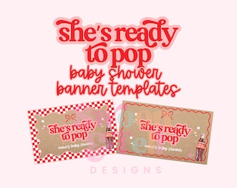 Plantillas de banners "Está lista para dar a luz" / Baby Shower con temática de refrescos (Descarga digital)