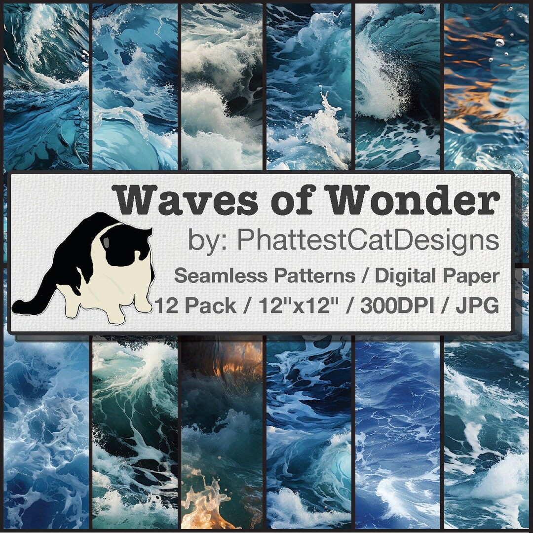 Waves of Wonder - 12 Digital Seamless Patterns! Catch a Wave of ...