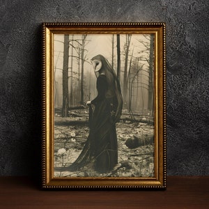 Elegy in Ash- Barn Owl Vintage Creepy Nature Photography Art Poster Print, Dark Academia Gothic Occult Witch Decor, Moody Owl Portrait