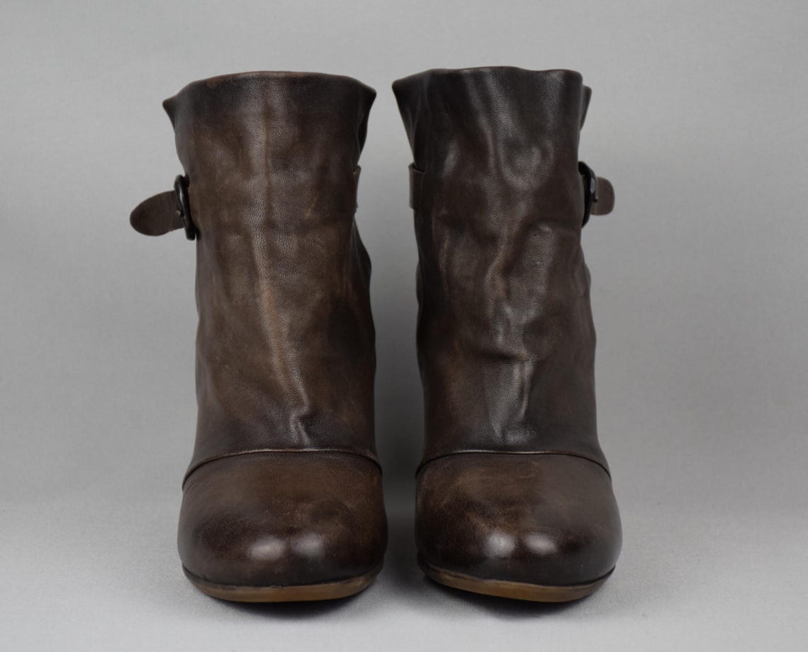 A.S. 98 Airstep Ancle Bootie Women's Brown Leather Wedge Shoes Italy Boots US 7.5 UK 5 EU 38, foto 4 di 5