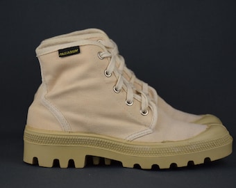 Palladium Stiefel Damen Vintage Classic Frankreich Beige Wandersegeltuch EU 36