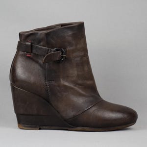 A.S. 98 Airstep Ancle Bootie Scarpe con zeppa in pelle marrone da donna, Italia, stivali US 7.5 UK 5 EU 38