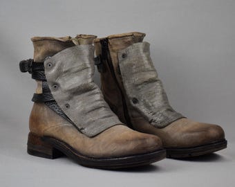 Botas de motociclista A.S. 98 Airstep Ancle de cuero marrón para mujer, talla italiana, EE. UU. 8, Reino Unido 6, UE 39