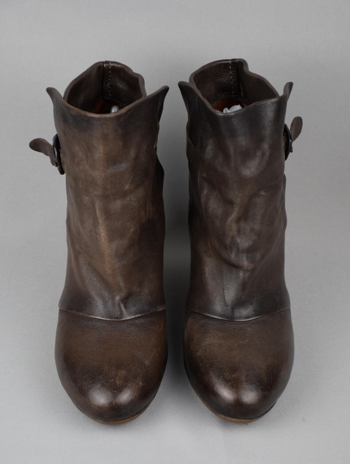 A.S. 98 Airstep Ancle Bootie Women's Brown Leather Wedge Shoes Italy Boots US 7.5 UK 5 EU 38, foto 3 di 5
