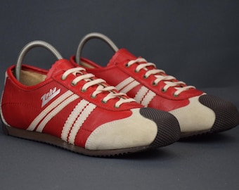 Zapatillas deportivas de diseño de cuero rojo de Zeha Berlin Handballer, tallas EE. UU. 6, Reino Unido 4, UE 37
