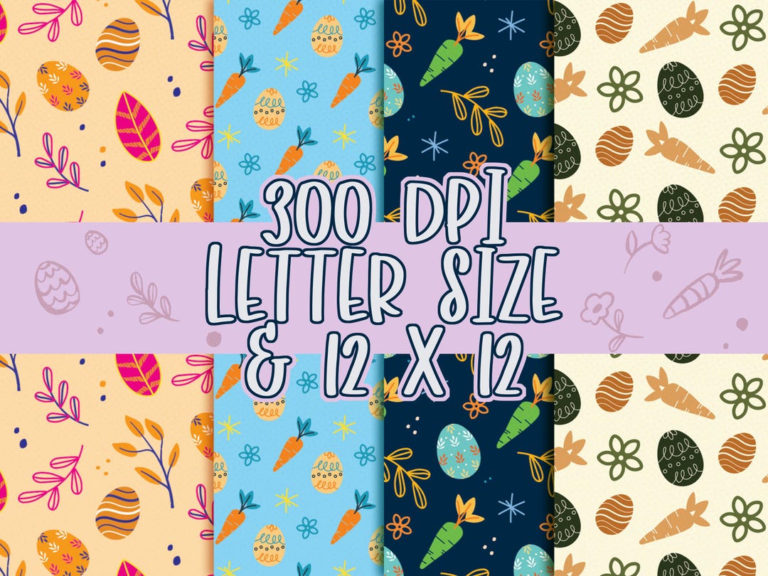 Easter Bunny Digital Papers: Egg & Carrot Patterns (instant Download ...