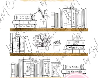 Ana Huang Book Checklist Printable: Coloring Bookshelf (Digital Download)
