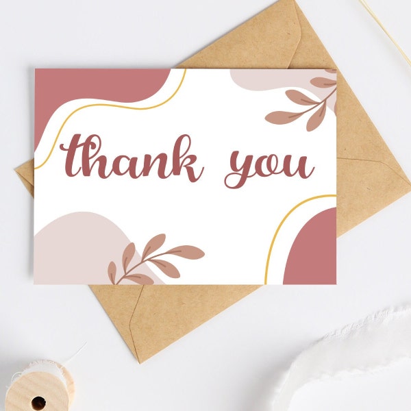 Thank you, Thank you Card, modern, earthy colors, geometric, Greeting Card, Digital Download, self printable card