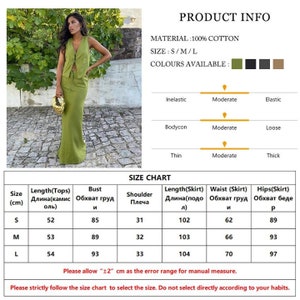 Slim Khaki Cotton 2 Piece Sets Women Outfit Summer Sleeveless Tank Top With Mid Waist Long Skirts Set Female afbeelding 7