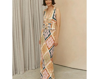 Slim Print 2 Piece Sets Women Outfit Summer Sleeveless Tank Top With High Waist Maxi Skirts Set Female
