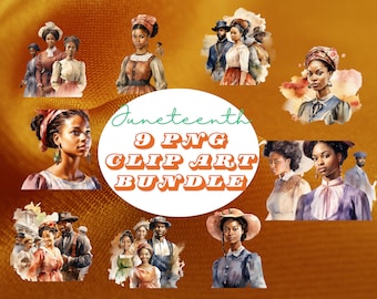 Juneteenth 9 PNG Clip Art Bundle, African American Heritage Art, Black History Month Digital Download, Juneteenth Celebration Art