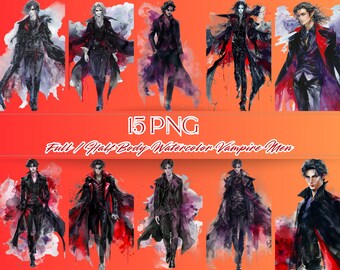 Mystic Vampire Art Digital Download - 15 Halloween PNGs | Gothic Wall Art for Vampire Lovers | Dark Aesthetic Digital Prints