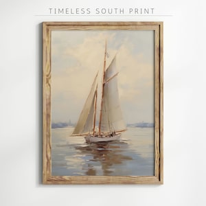 Muted Sailboat Print, Vintage Nautical, Sailboat Print, Sailboat Painting, Sailboat Prints, Sailing Poster, Boat Art, Gift For Sailor