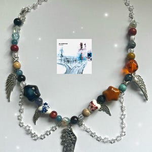 One Day i Am Gonna Grow Wings Necklace - RadioHead Grunge  Whimsigoth Statement Jewellery Unique Juminocore Cluttercore Handmade Gothic