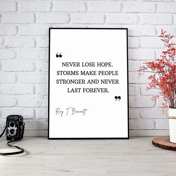 Never Lose Hope, Inspirational Quote, Daily Quote, Success Quotes,Meaningful Quote,Real Life Quotes,Wallart,Motivational artwork,wall decor