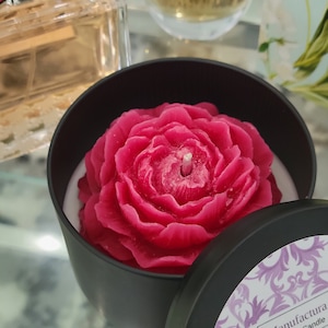 Peony Candle | Handmade Rose Soy & Beeswax Candle | Bohemian Rose Scent | Floral Gift for Her | Romantic Home Décor