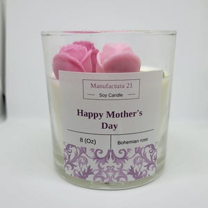 Handmade Rose Soy Candle – Mother’s Day Gift for Mom – Floral Aromatherapy Candle – Eco-Friendly Scented Candle – Gift Boxed– Gift for Mom