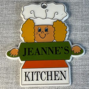 Vintage SWIB Taiwan “Jeanne’s Kitchen” Chef Magnet – Retro Kitchen Decor - Blonde