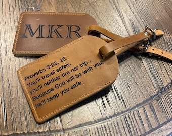 Custom Engraved Leather Luggage Tag