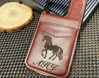 Custom engraved leather phone case