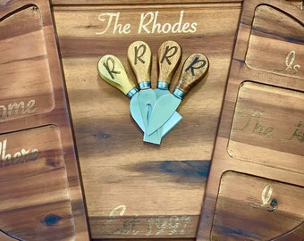 Custom charcuterie boards and cheese tools