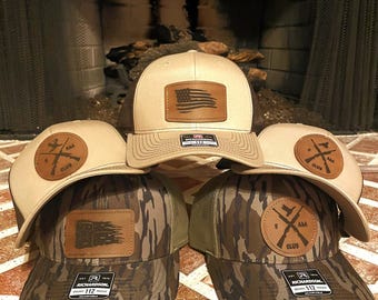 Custom genuine leather patch hat