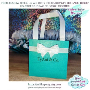 Personalized Turquoise Baby & Co Favor Bags: Aqua Mint Bridal Shower, Set of 10