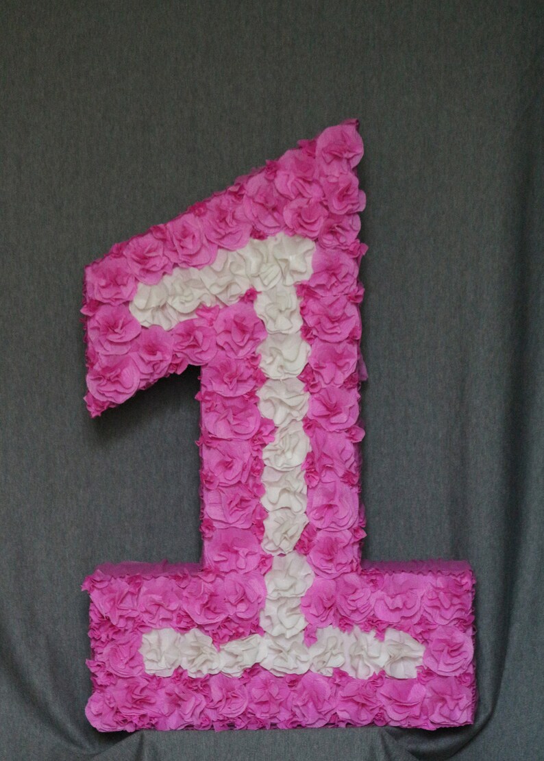 Custom Number Pinata, Pinata for Kids, Green Pink Flower Birthday ...