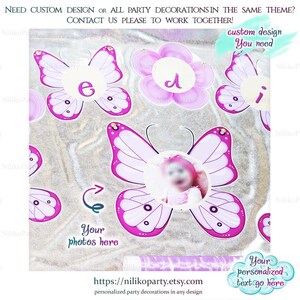 12 Monate Baby Geburtstagsbanner, Benutzerdefinierte Schmetterling Gesicht Banner, personalisierte erste Geburtstagsbanner Kleine Fotos 12 Monate Girlande Baby
