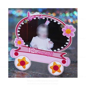 Erstes Jahr Foto Banner, Benutzerdefinierte Gesicht Geburtstagsbanner, personalisierte 1. Geburtstag Foto Banner Zug Kleine Fotos 12 Monate Girlande Baby