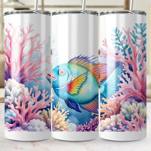 Tropical Fish Tumbler Wrap: Colorful Coral Reef Design (Digital PNG)