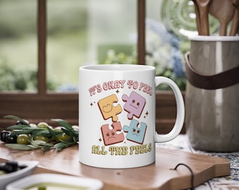 Coffee Cup Mug Mental Health Gift Girlfriend Colleague Coffee Cup- Mental Health - Affirmation- Feelings- Mindset - Support 11oz