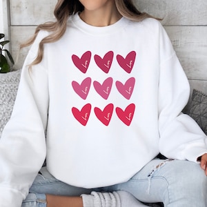 Multiple Heart Sweatshirt, Women Girl Heart, Love spring, Love sweatshirt, Gift For Mom, Heart sweatshirt, Gifts for Her