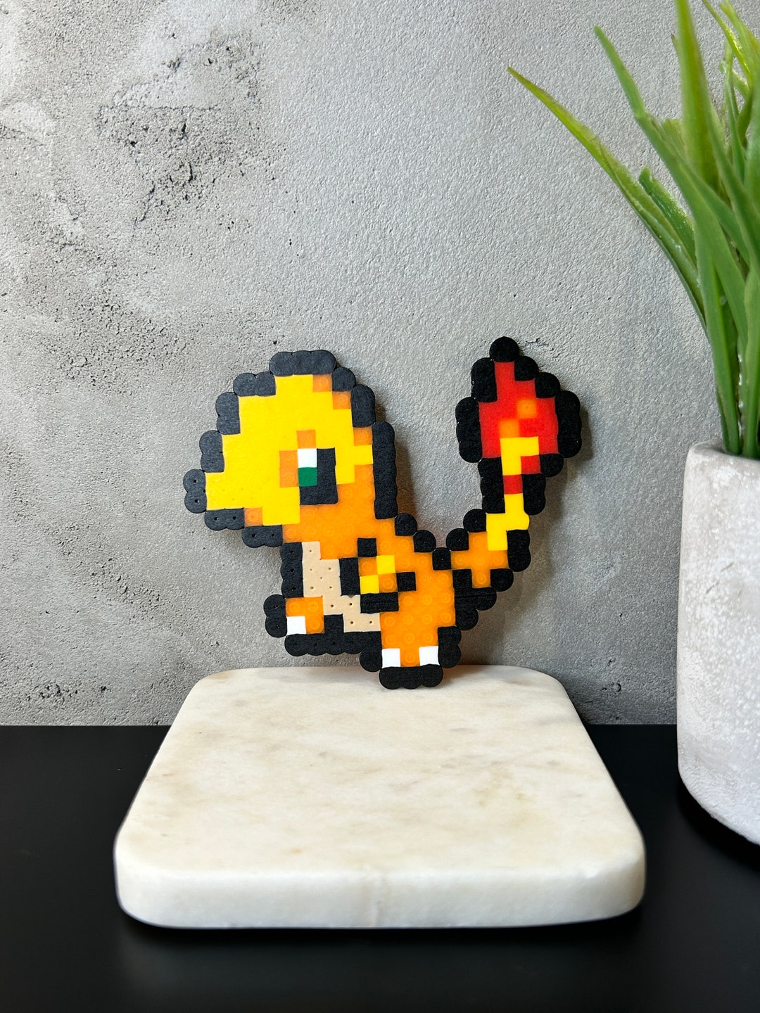 Charmander Pokemon Perler Bead Art Handcrafted Pixel Art Decor Cute