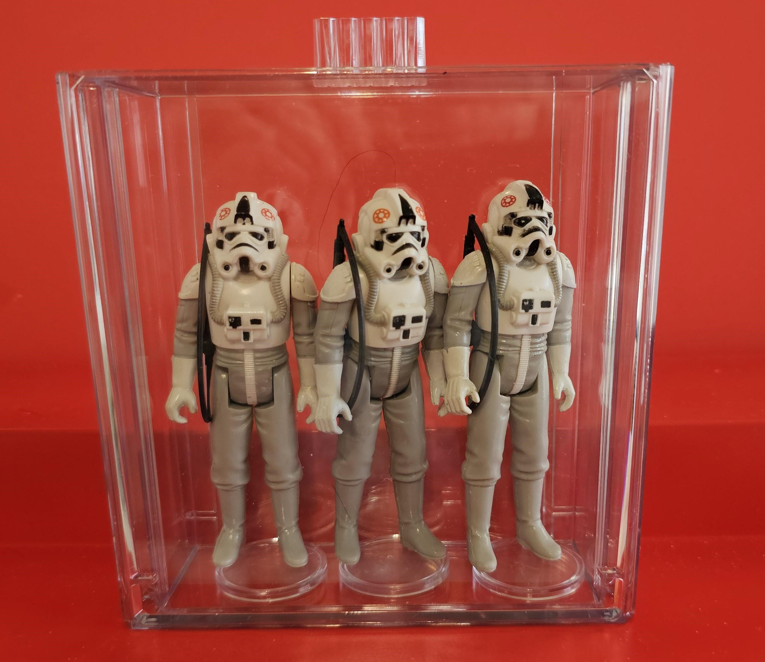 SOLD Star Wars AT AT Driver. Lot of 3. 100% complete. With acrylic case and stands.