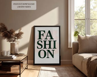 Modetypografieprint, minimalistisch interieur (digitale download)