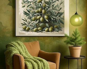 Rustic Olive Branch Digital Download | Botanical Mediterranean Farmhouse Wall Art