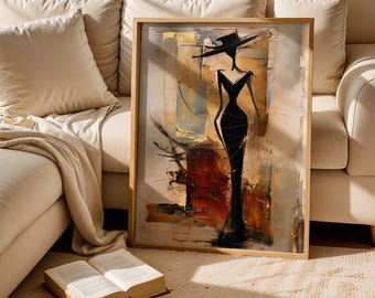 Abstract Woman Wall Art Poster, Modern Fashion Illustration, Minimal Feminine Decor, Chic Neutral Print