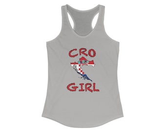 Cro Girl racerback-tanktop voor dames | Kroatisch trotsshirt | Kroatië kaartontwerp