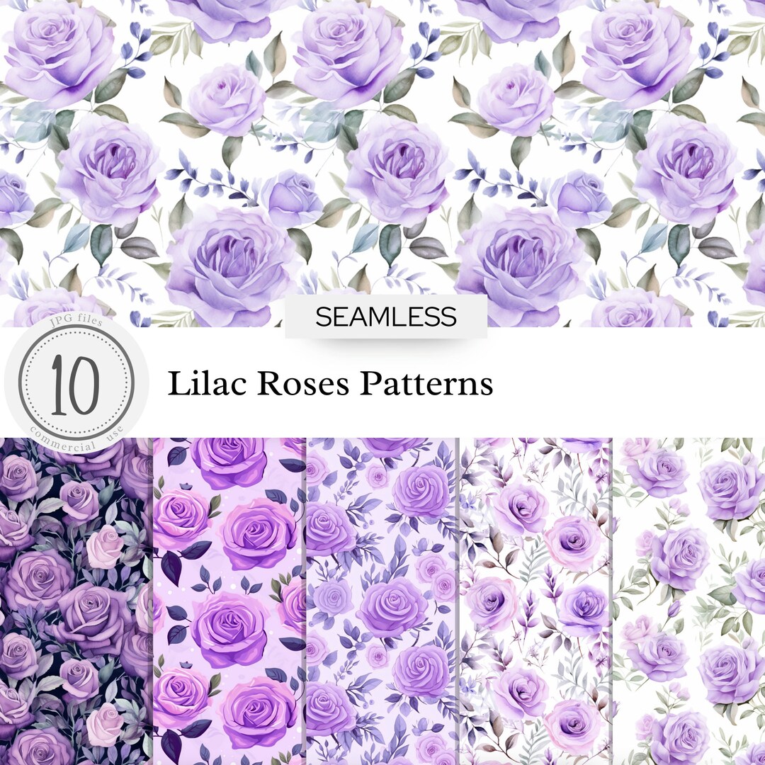 Lilac Roses Texture Lilac Roses Seamless Patterns Tile Purple Violet Textures Digital Paper ...
