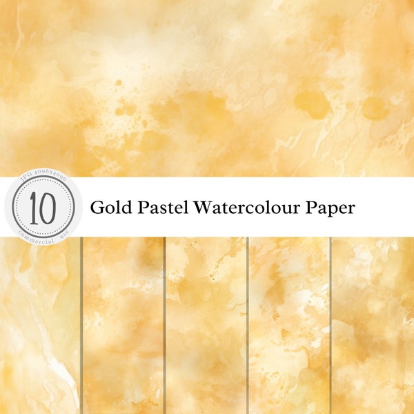 Gold Metallic Pastel Watercolour Paper Texture | Digital Overlay Clipart Background Print Art | pastel light bright | commercial use