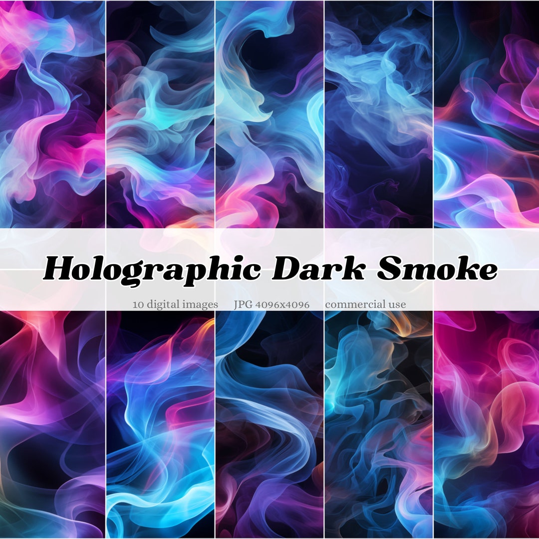 Holographic Smoke Black Background Digital Paper JPG Overlay Clipart ...