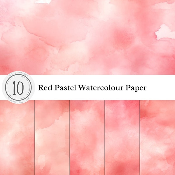Red Pastel Watercolour Paper Texture | Digital Overlay Clipart Background Print Art | pastel light bright | commercial use